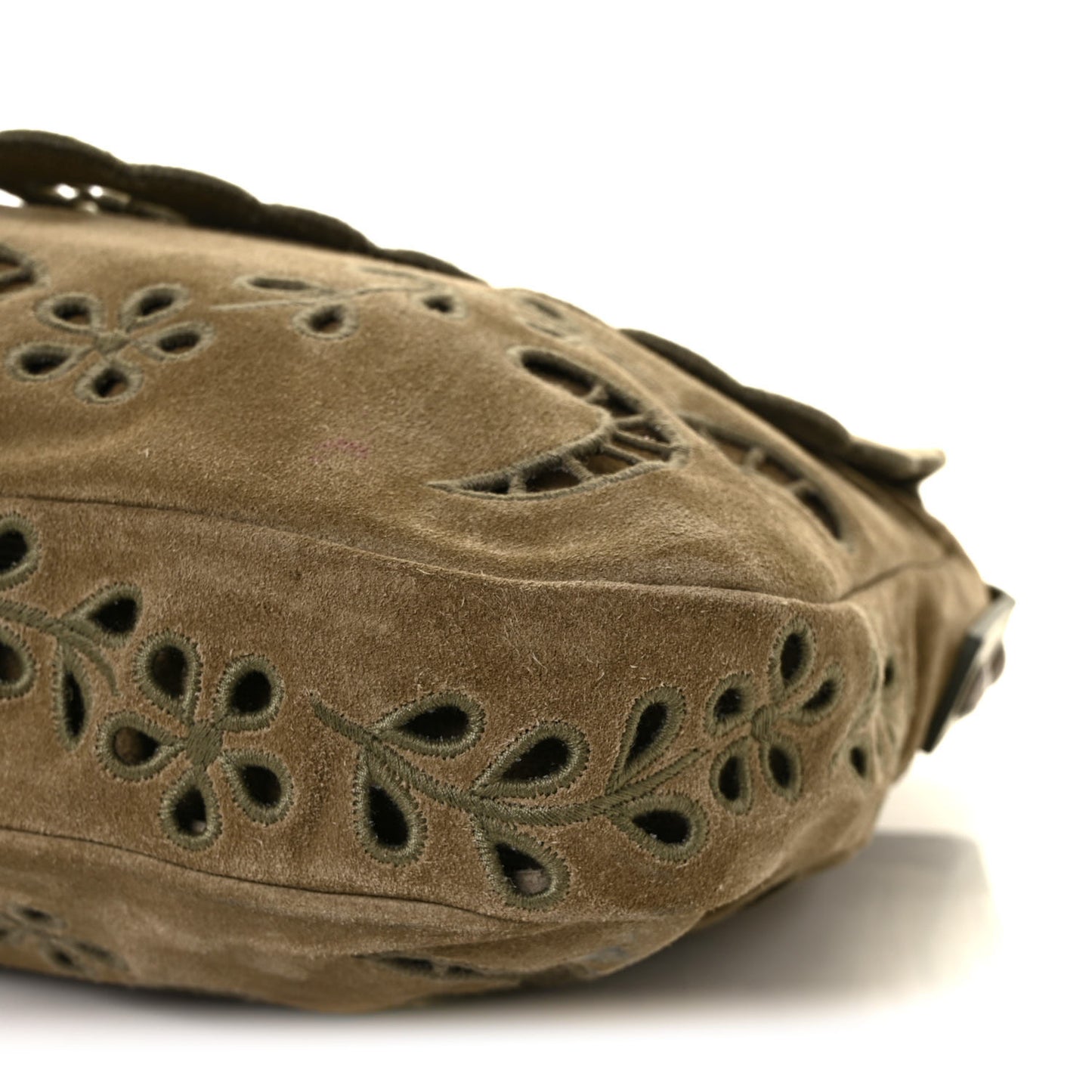Suede Embroidered Flap Khaki