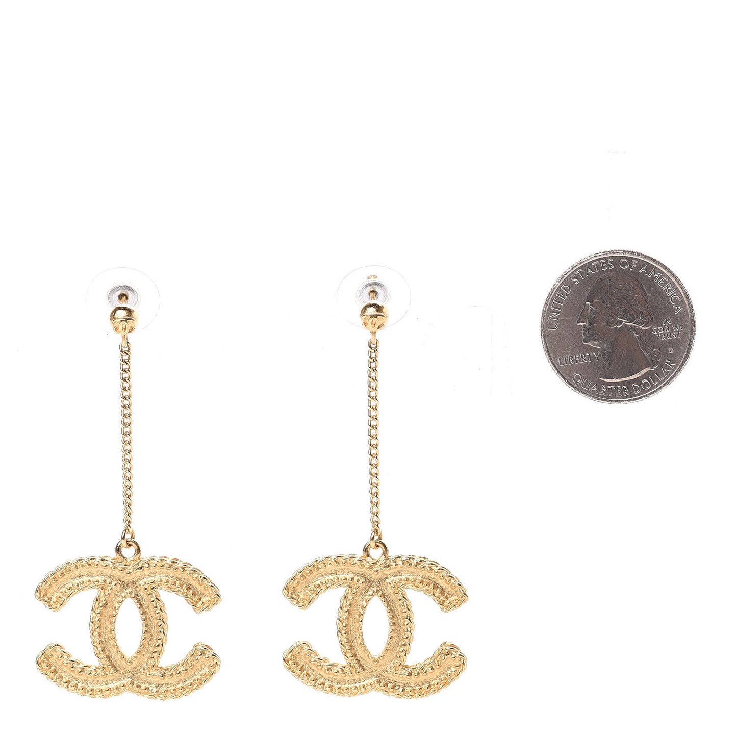 CC Drop Earrings Matte Gold