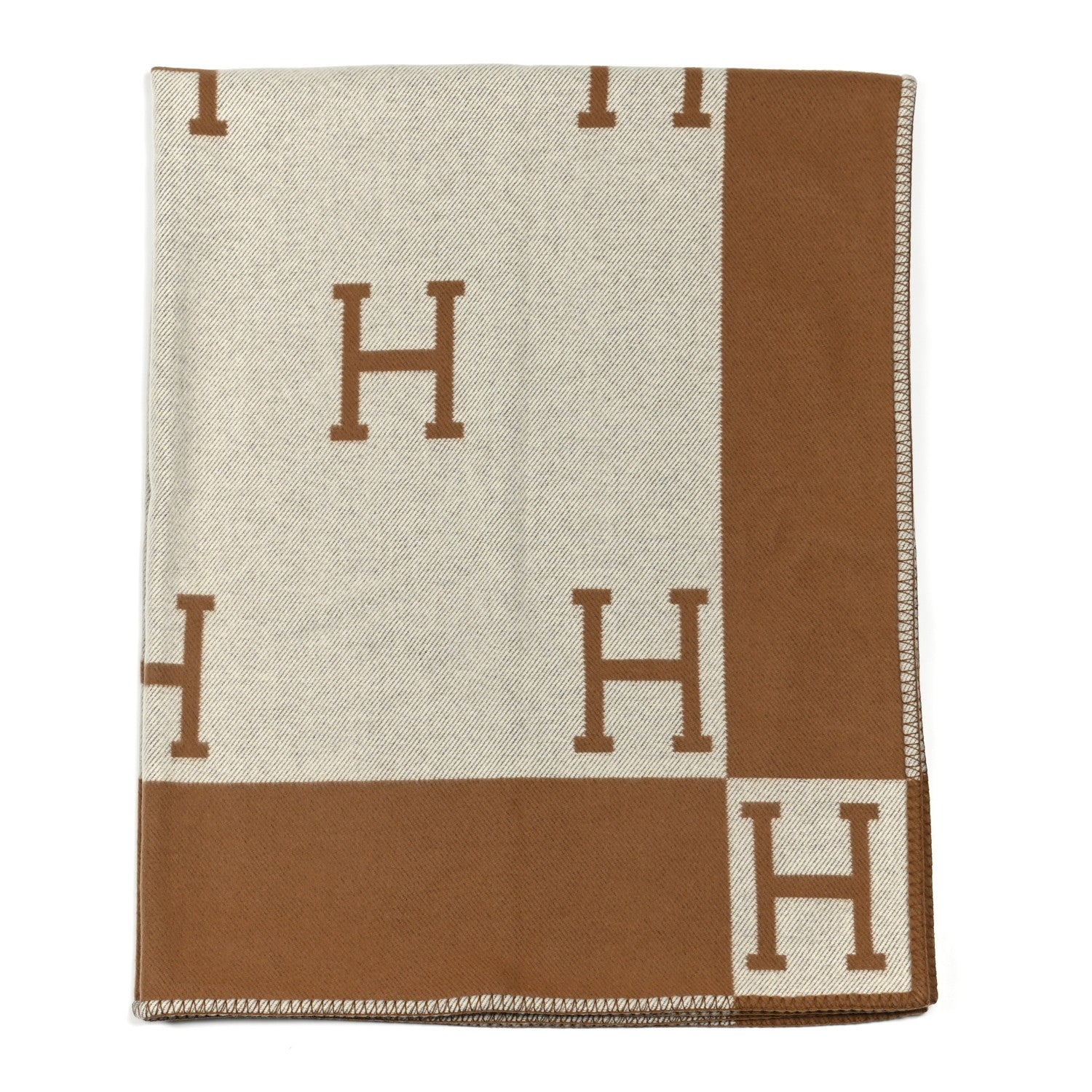 Hermes Wool Cashmere Avalon Blanket Ecru Camel 1 of 3