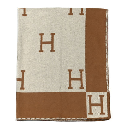 Hermes Wool Cashmere Avalon Blanket Ecru Camel 1 of 3