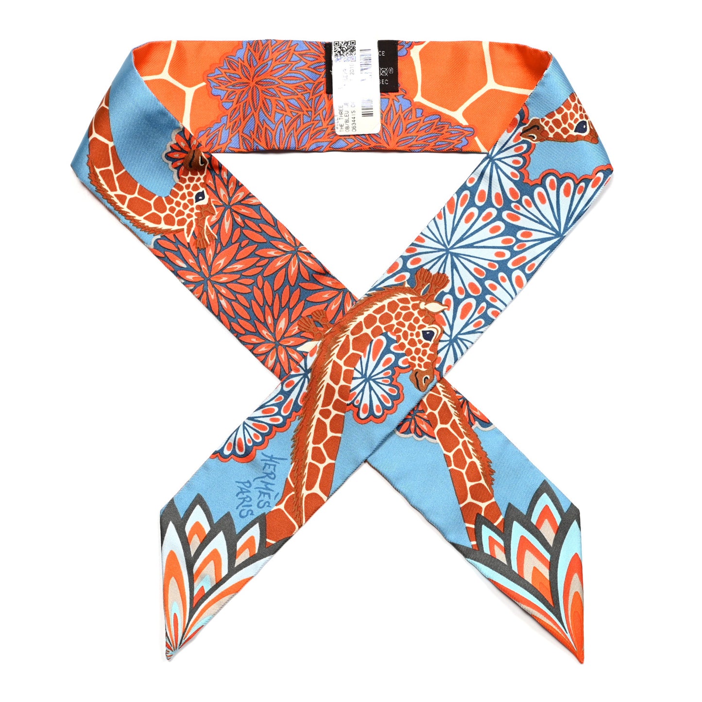 Silk The Three Graces Twilly Bleu Jean Orange