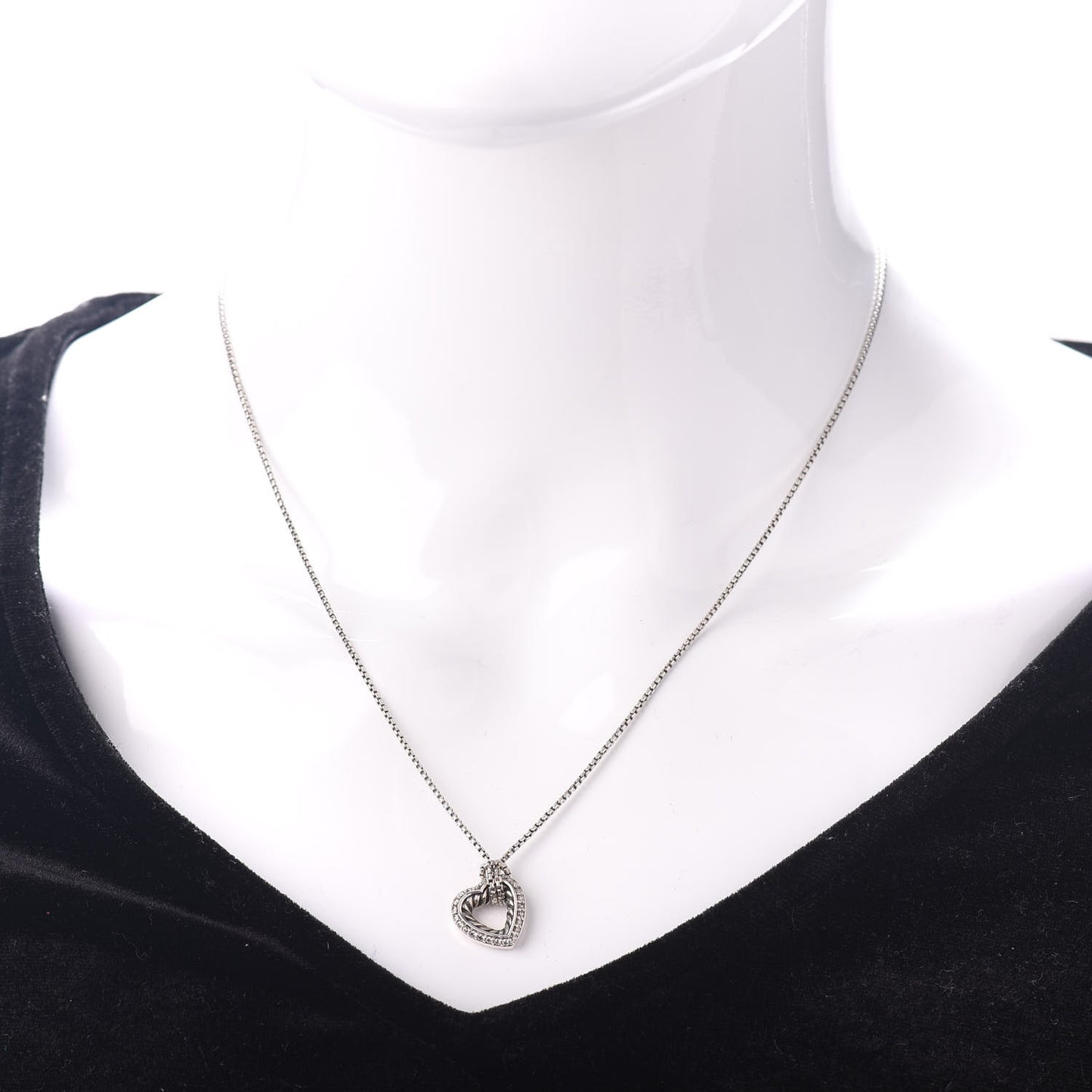 Sterling Silver Diamond Open Heart Cable Necklace