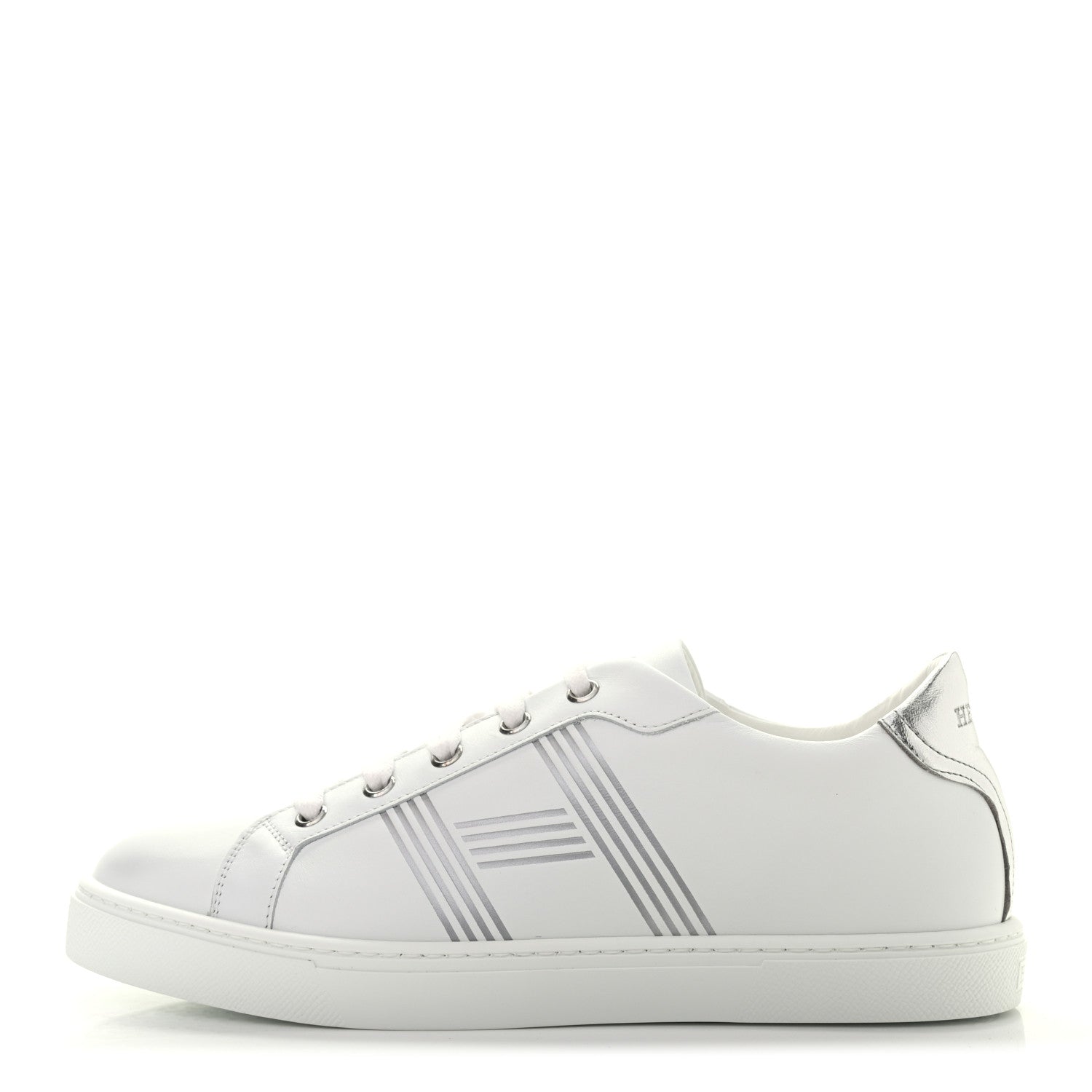 Hermes Calfskin Womens Advantage Sneakers 38 White Gris Argente 1 of 8