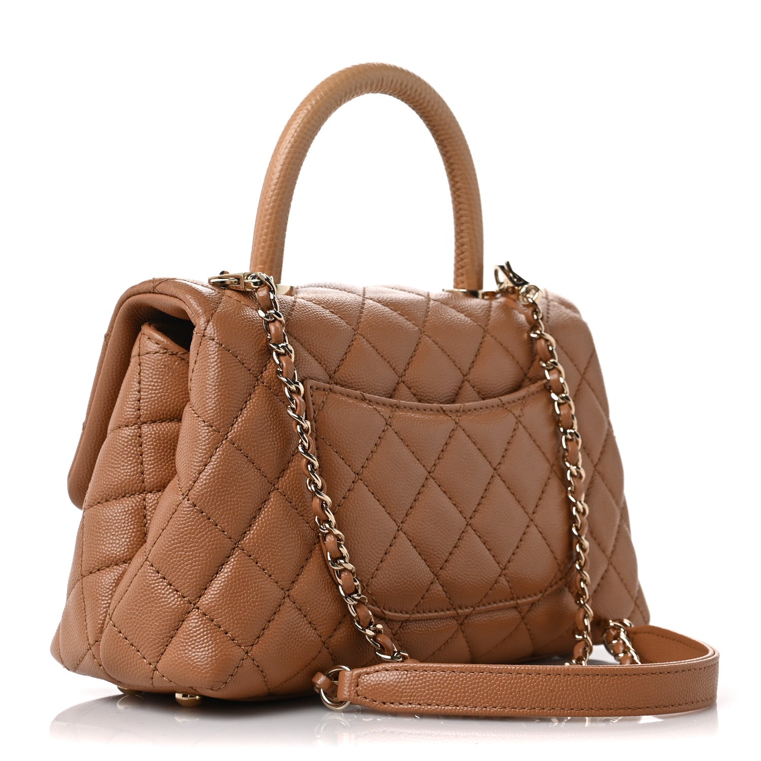 Chanel Caviar Quilted Lizard Embossed Mini Coco Handle Flap Brown 3 of 9