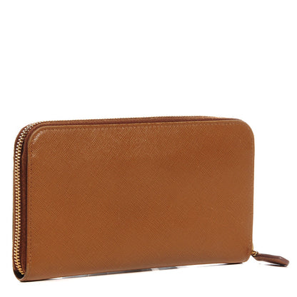 Prada Saffiano Metal Zip Around Wallet Caramel 2 of 8
