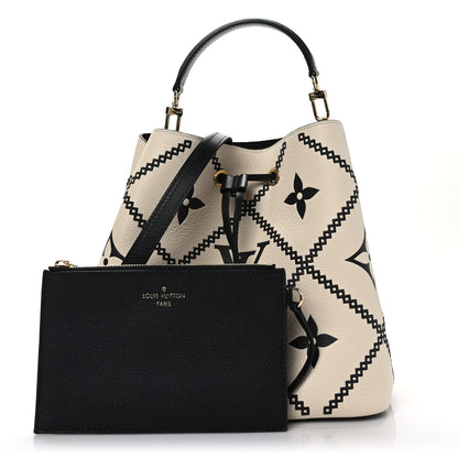 Louis Vuitton Empreinte Monogram Giant Broderies Neonoe MM Cream Black 3 of 11