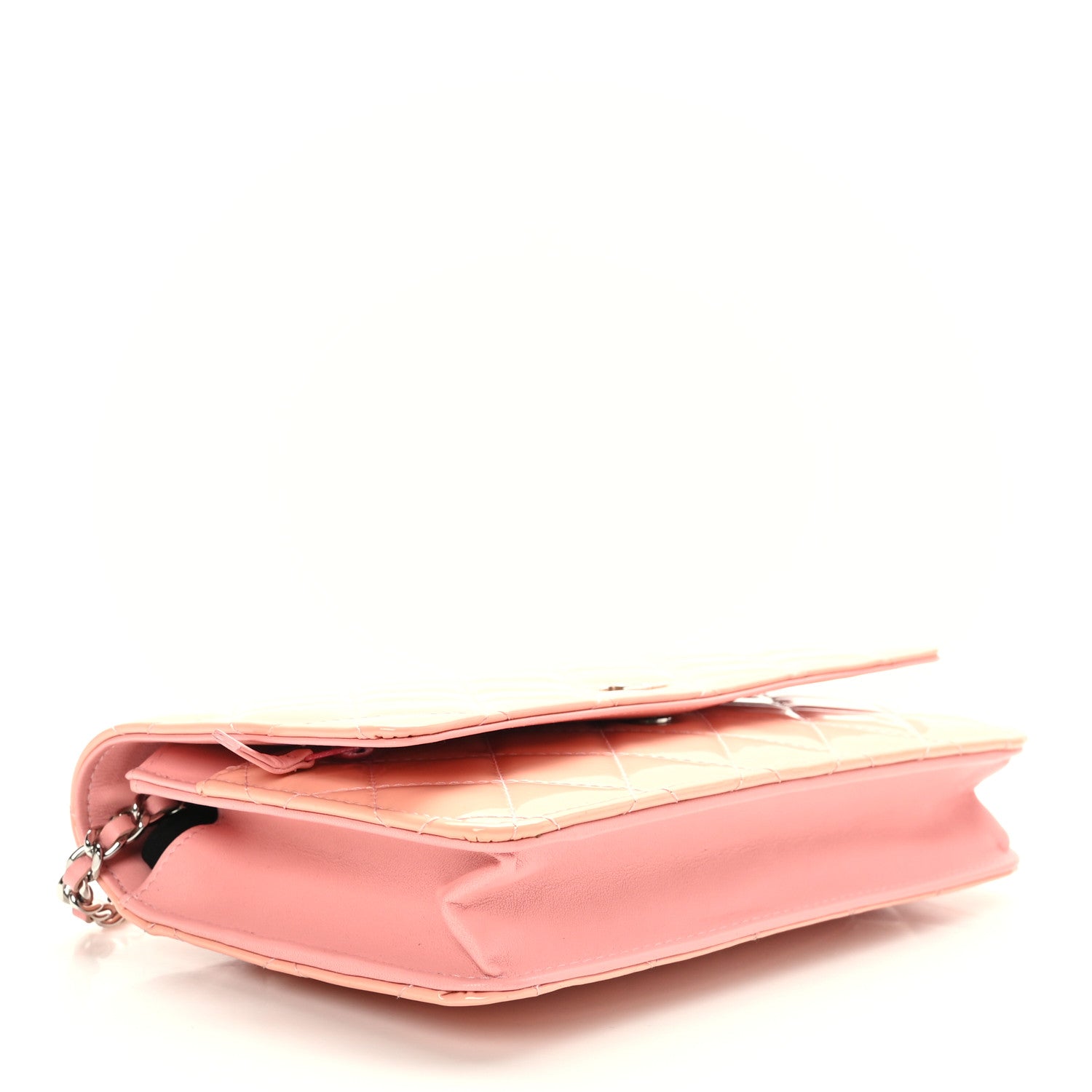 Chanel Patent Quilted Wallet On Chain WOC Coral 4 of 9