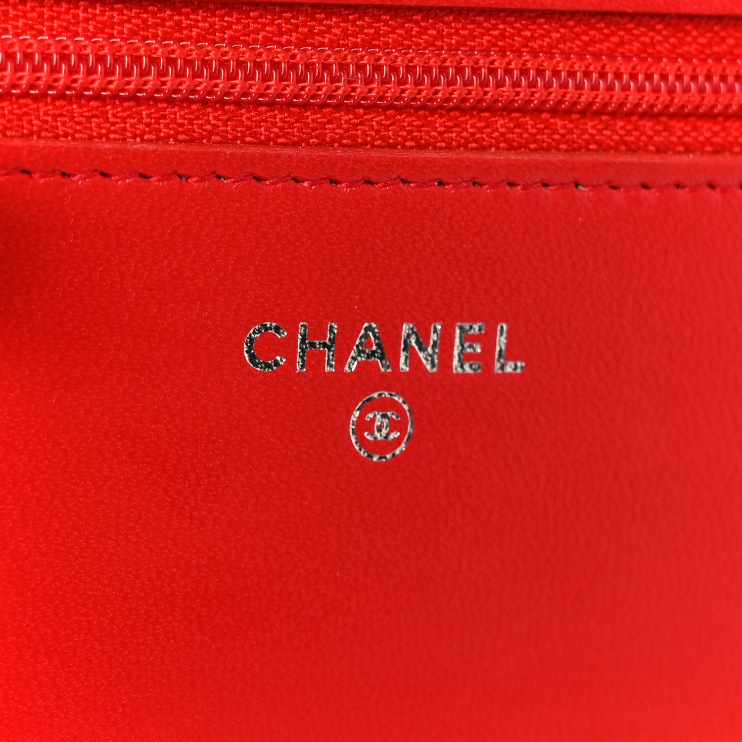 Chanel Lambskin Quilted Wallet On Chain WOC Red 6 of 12
