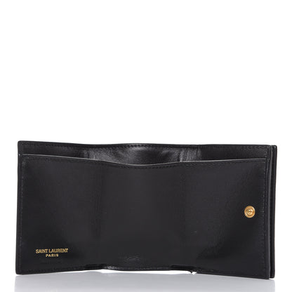 Saint Laurent Glitter Patent Monogram Trifold Wallet Cobalt 5 of 7