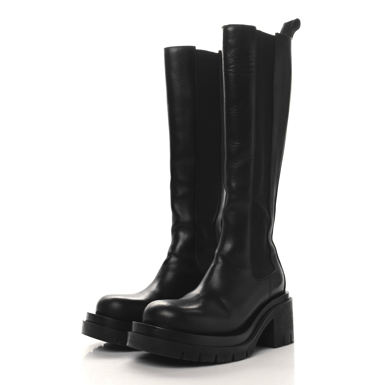Bottega Veneta Calfskin The Lug Chelsea 30/70mm Tall Boots 37.5 Black 3 of 7
