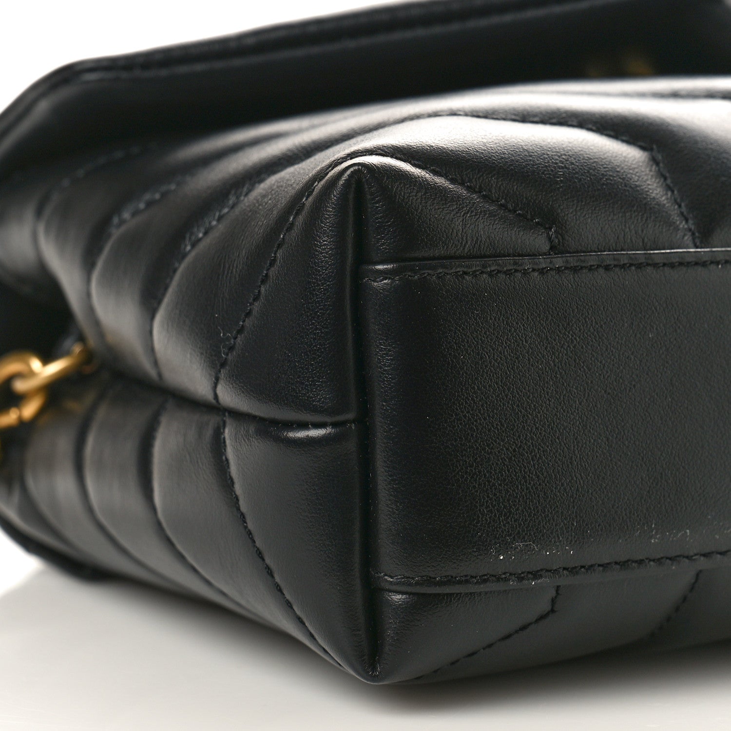 Saint Laurent Calfskin Y Quilted Monogram Toy Loulou Crossbody Bag Black 9 of 12