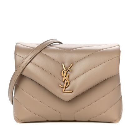 Saint Laurent Calfskin Y Quilted Monogram Toy Loulou Crossbody Bag Latte 1 of 10