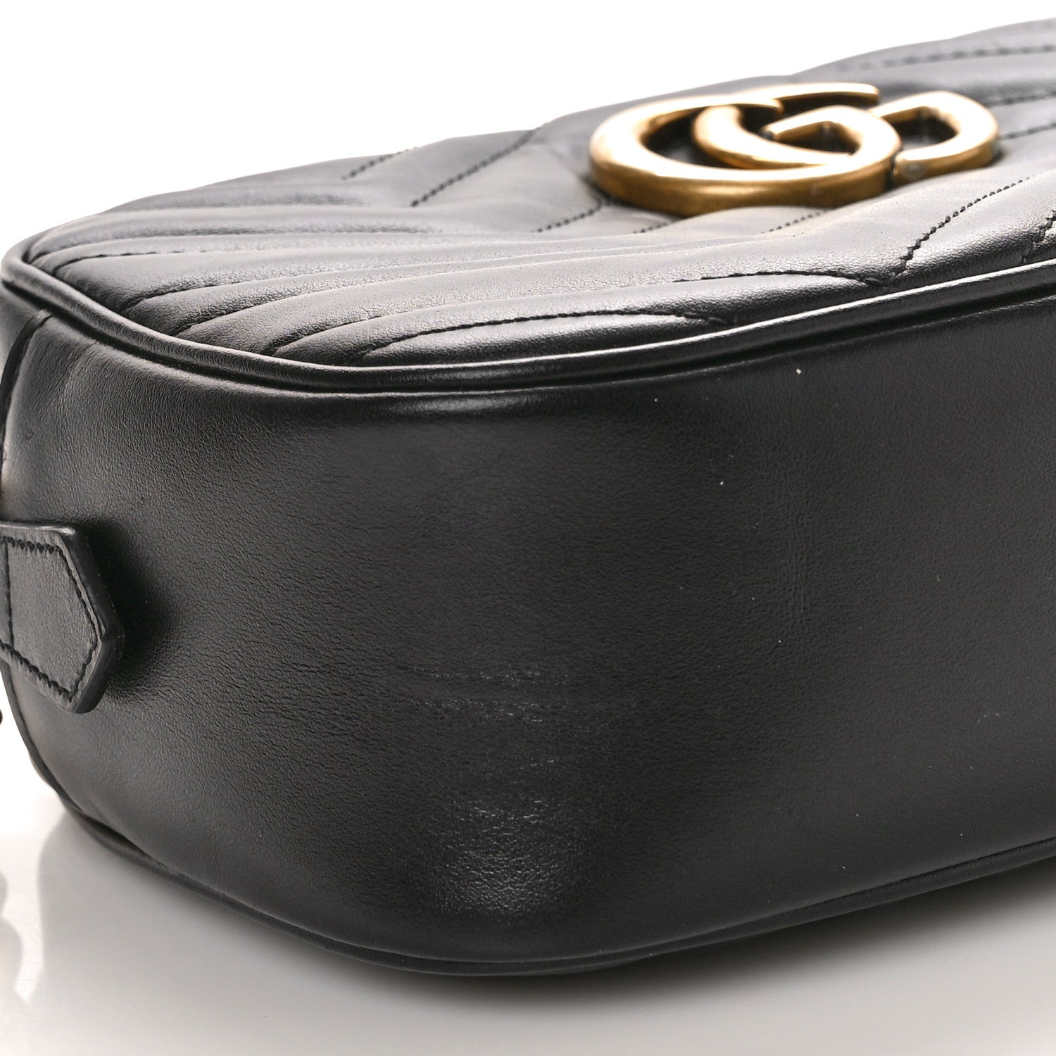 Gucci Calfskin Matelasse Small GG Marmont Chain Shoulder Bag Black 9 of 10