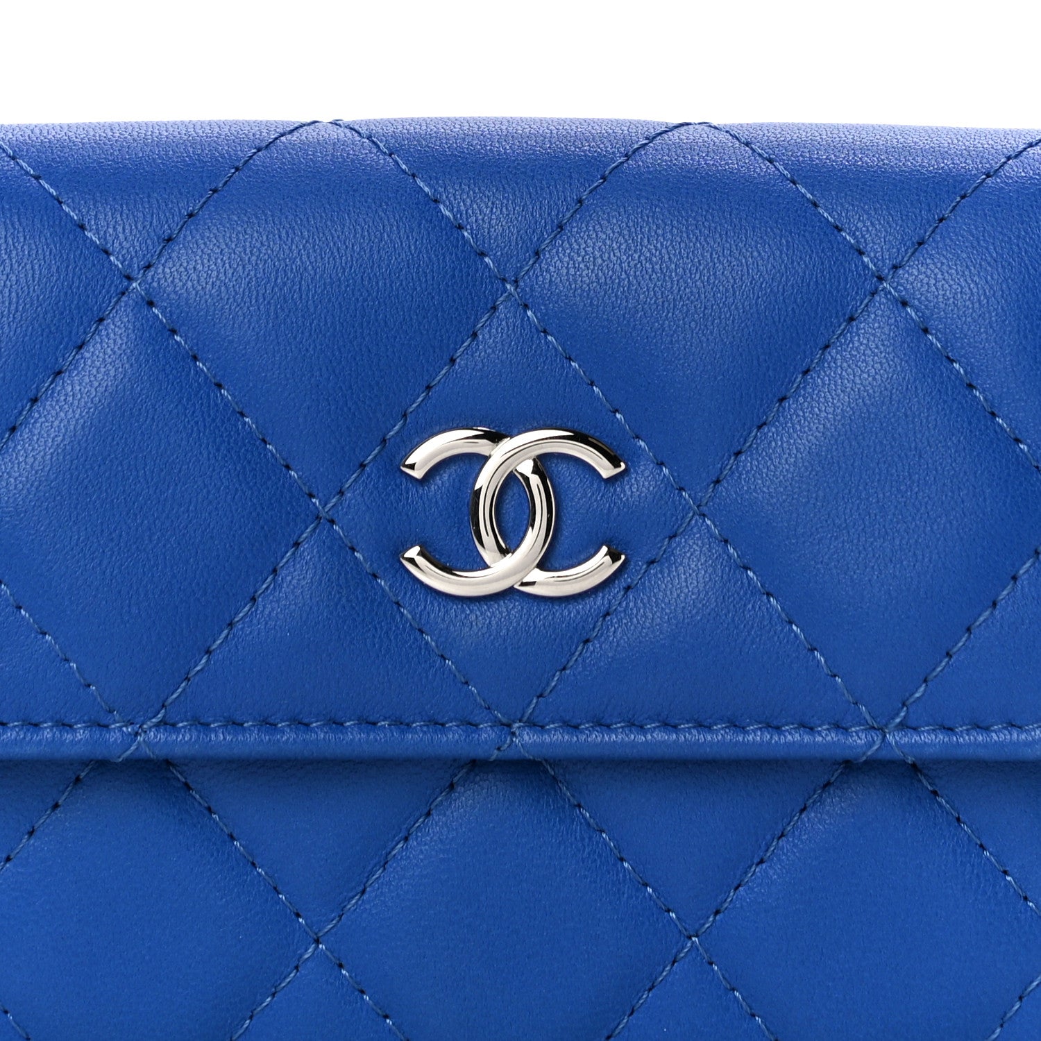 Chanel Lambskin Quilted Flap Card Holder Blue 11 of 12