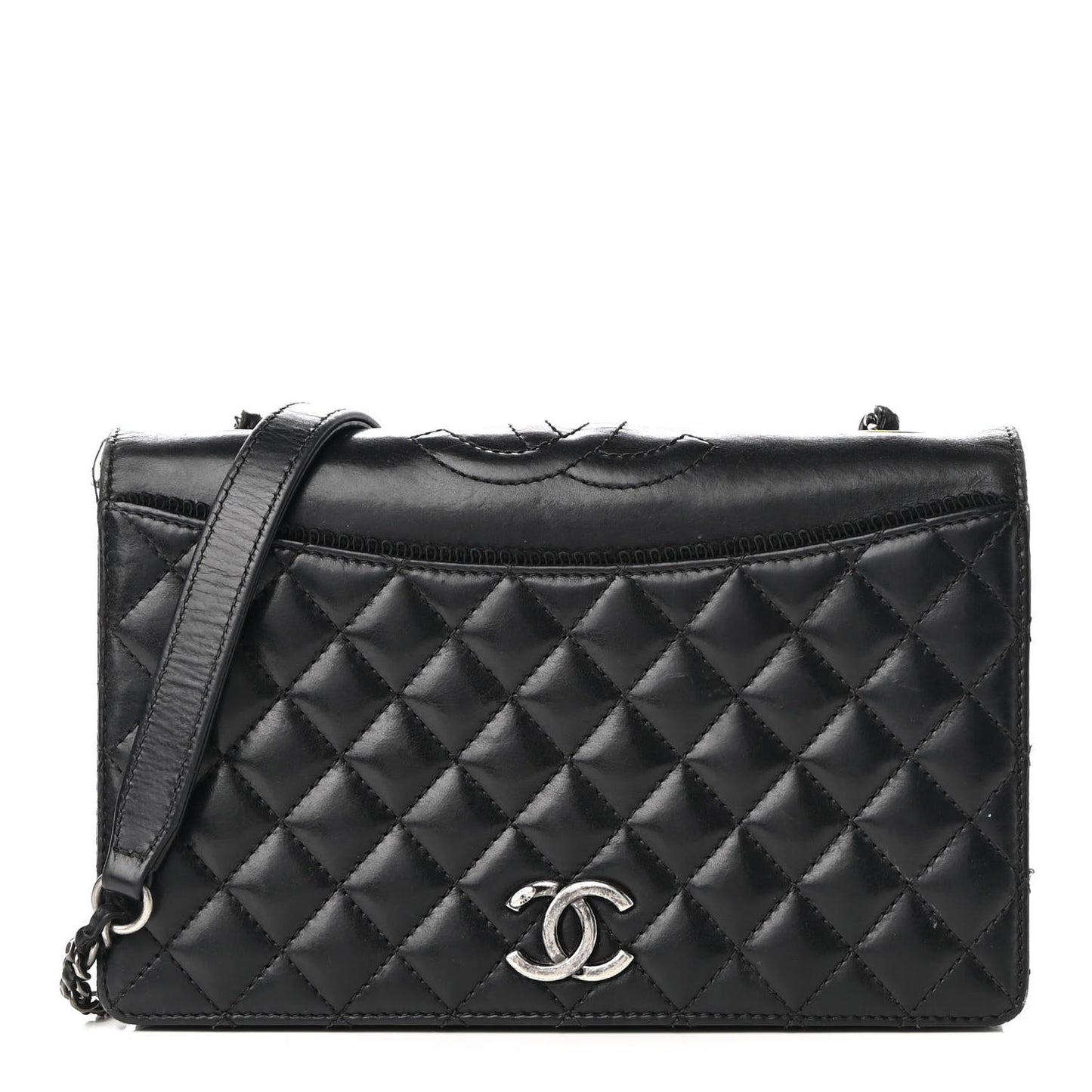Calfskin Quilted Small Ballerine Flap Black