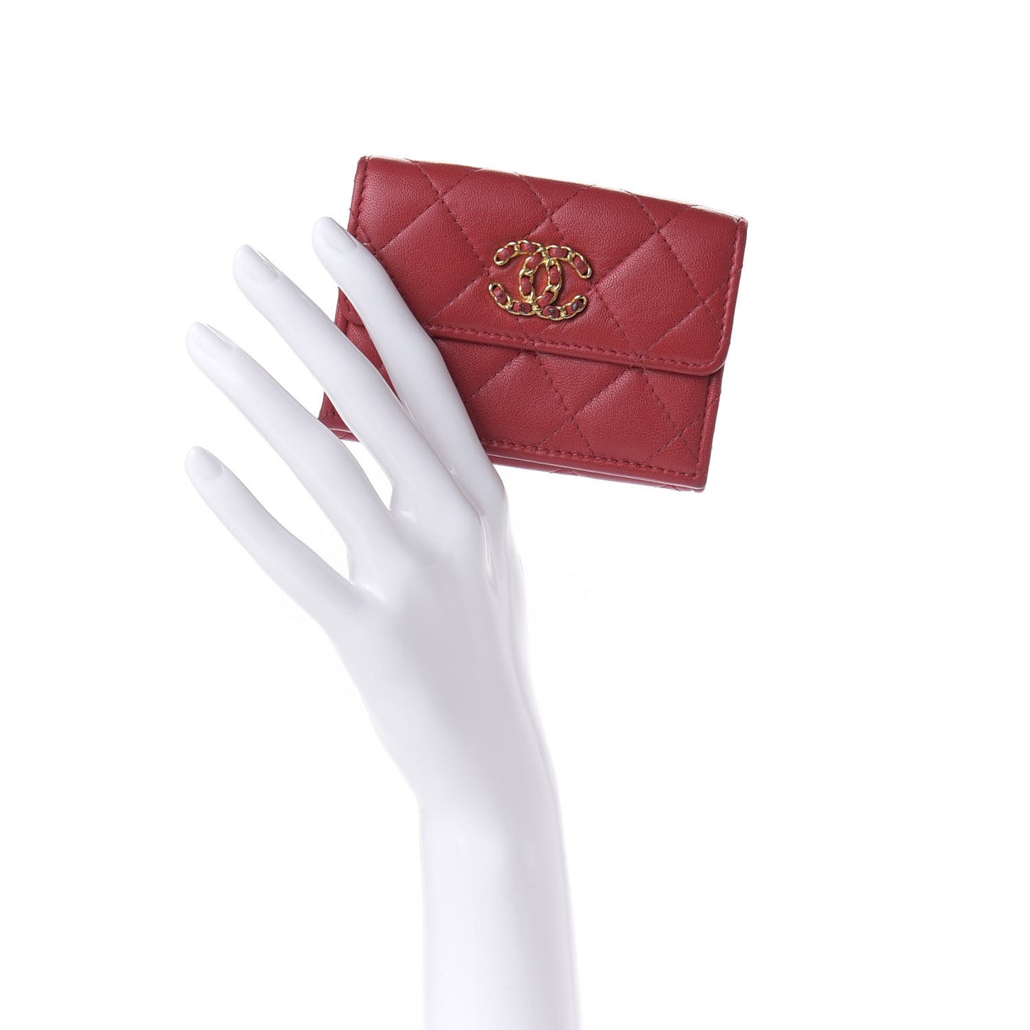 Lambskin Quilted Small 19 Flap Wallet Red