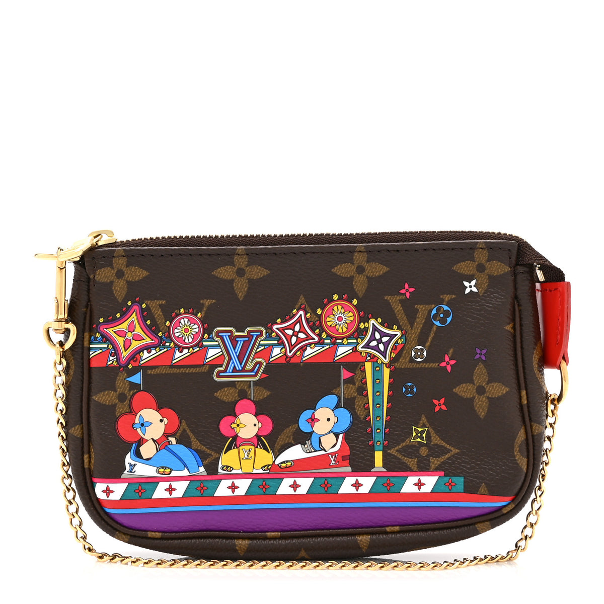 Louis Vuitton Monogram 2020 Christmas Animation Bumper Cars Mini Pochette Accessories Coquelicot 1 of 11