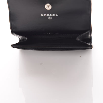 Chanel Lambskin Camellia Embossed Card Holder Wallet Black 5 of 9