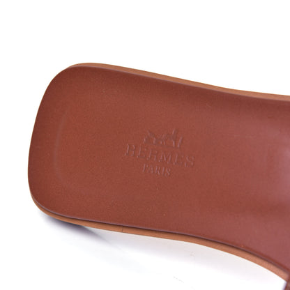 Hermes Box Calfskin Oran Sandals 38 Gold 7 of 9