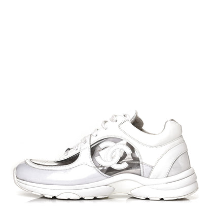 Chanel Calfskin Patent Transparent Womens CC Sneakers 38.5 White 2 of 18