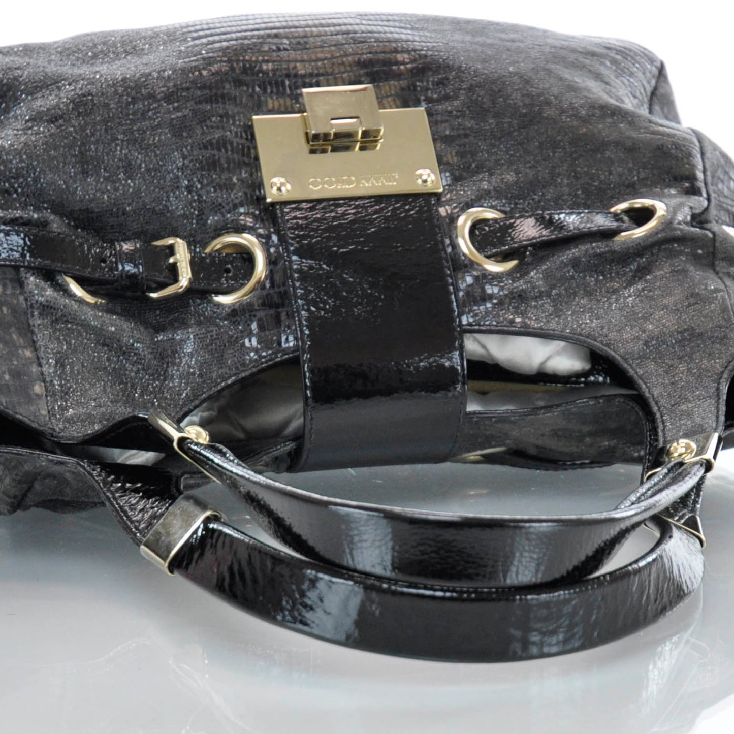 Lizard Embossed Patent Radiant Hobo