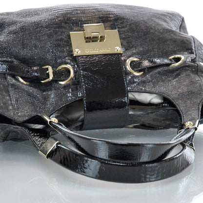 Jimmy Choo Lizard Embossed Patent Radiant Hobo 6 of 9