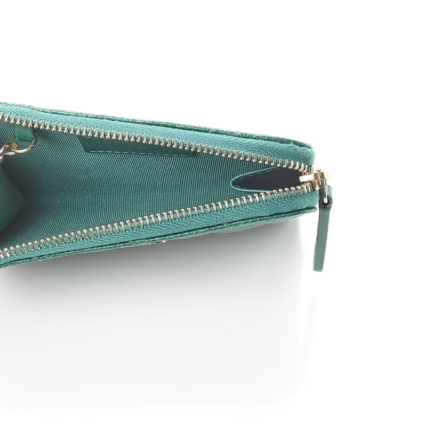 Metallic Caviar Quilted Key Holder Case Green