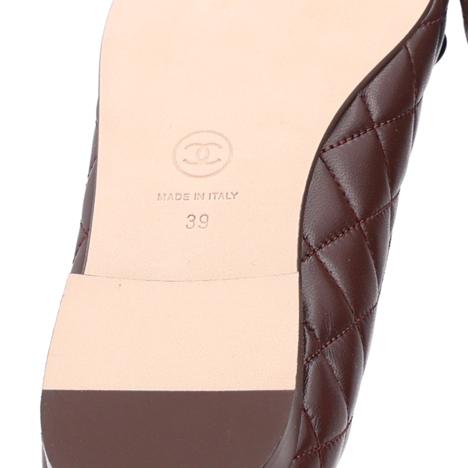Chanel Lambskin Quilted CC Cap Toe Ballerina Flats 39 Brown 8 of 10