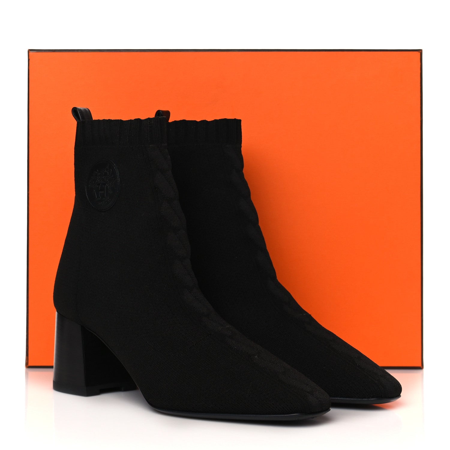 Hermes Knit Calfskin Volver Ankle Boots 40 Black 8 of 8