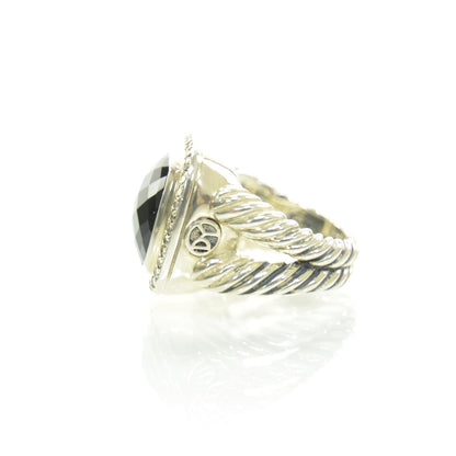 David Yurman Sterling Silver Diamond Black Onyx 14mm Albion Ring 54 7 6 of 6