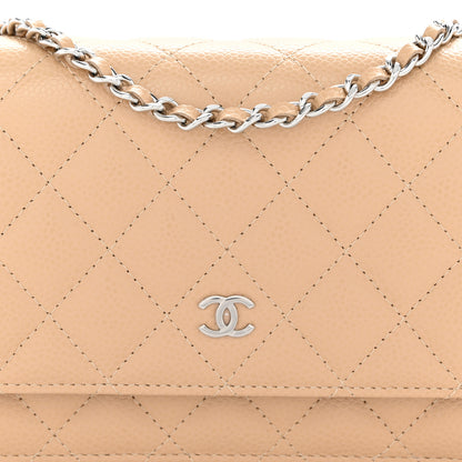 Chanel Caviar Quilted Wallet on Chain WOC Beige 9 of 12
