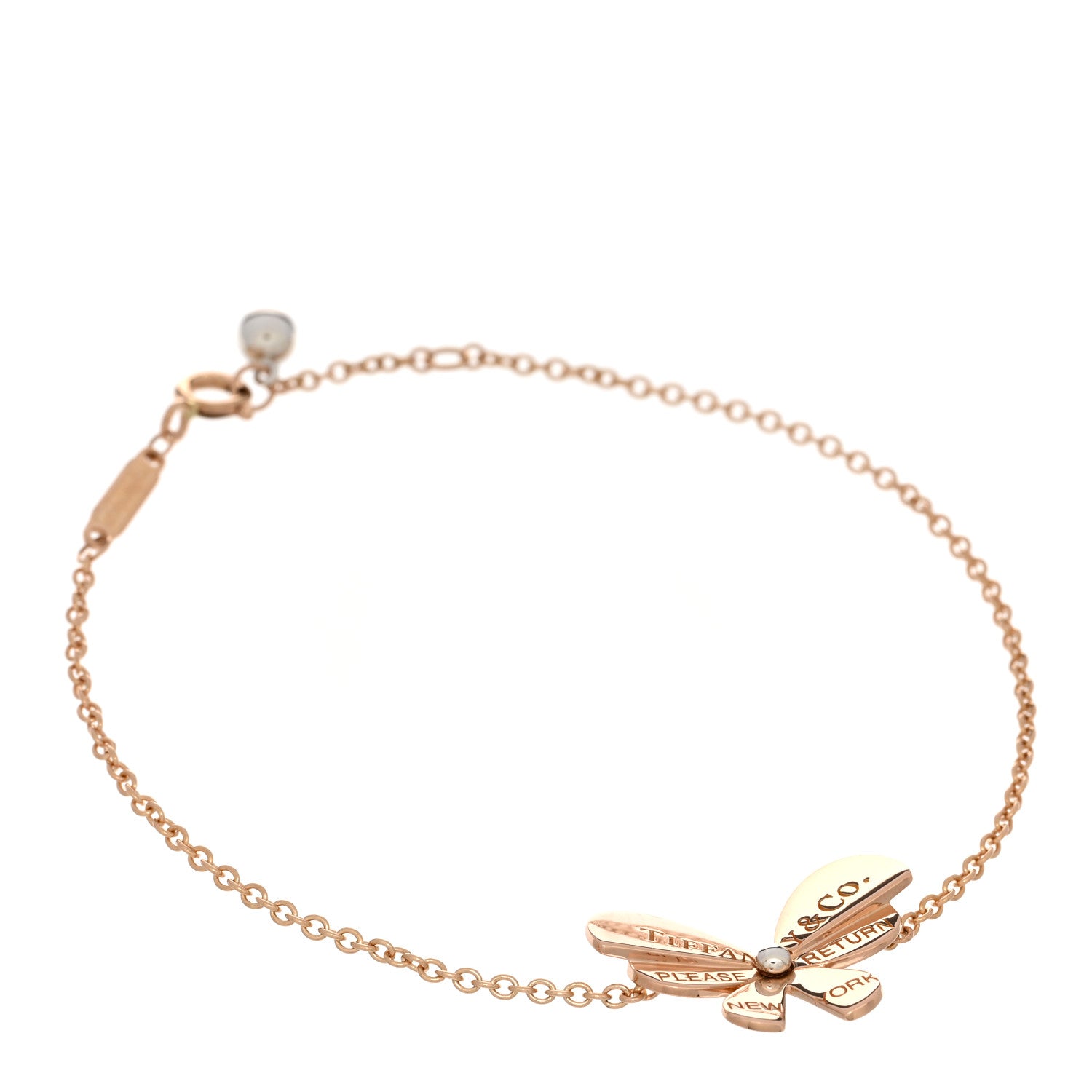 Tiffany 18K Rose Gold Sterling Silver Return to Tiffany Love Bugs Butterfly Bracelet 1 of 3