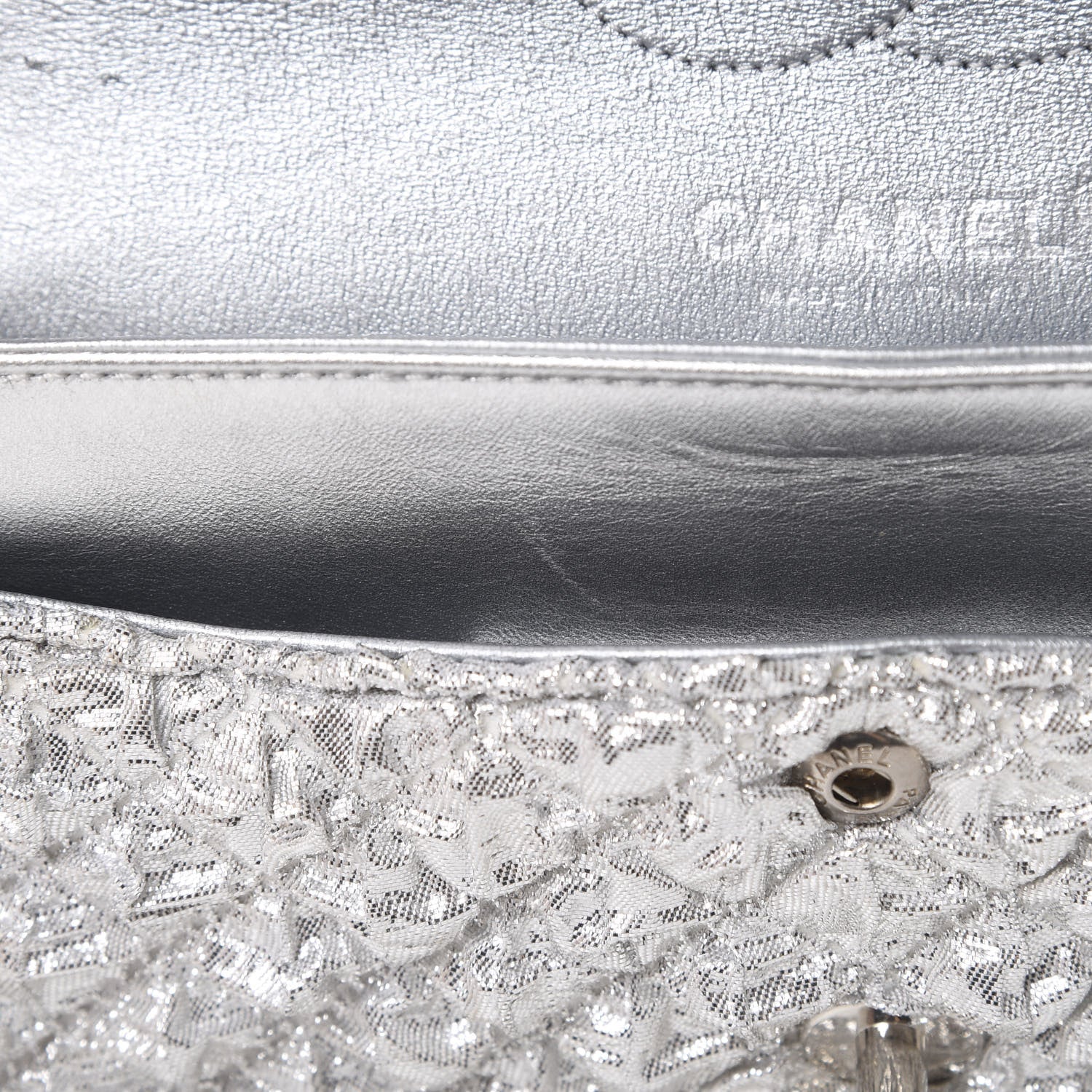 Chanel Metallic Lame Quilted Small Double Flap Silver 11 of 12