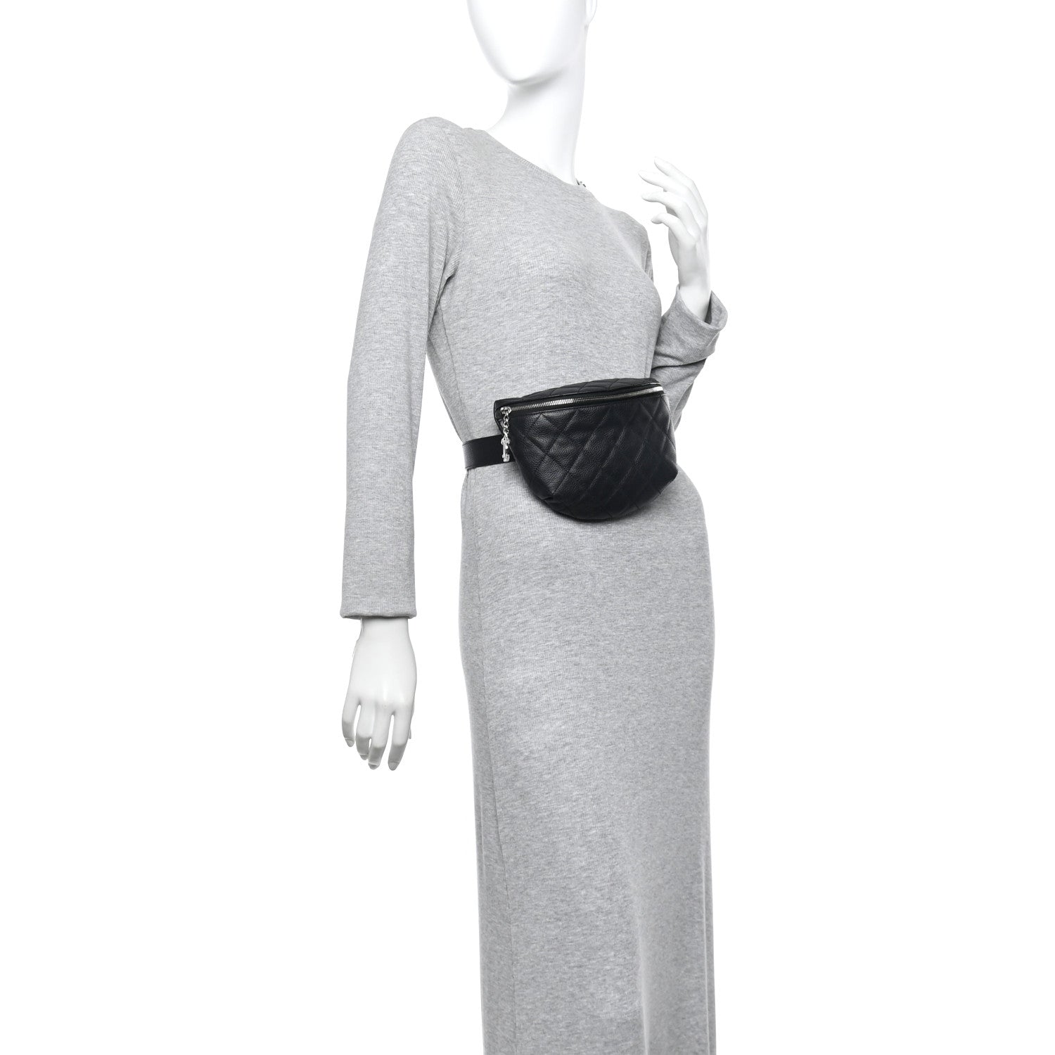 Chanel Grained Calfskin Quilted Waist Belt Bag Black 2 of 10
