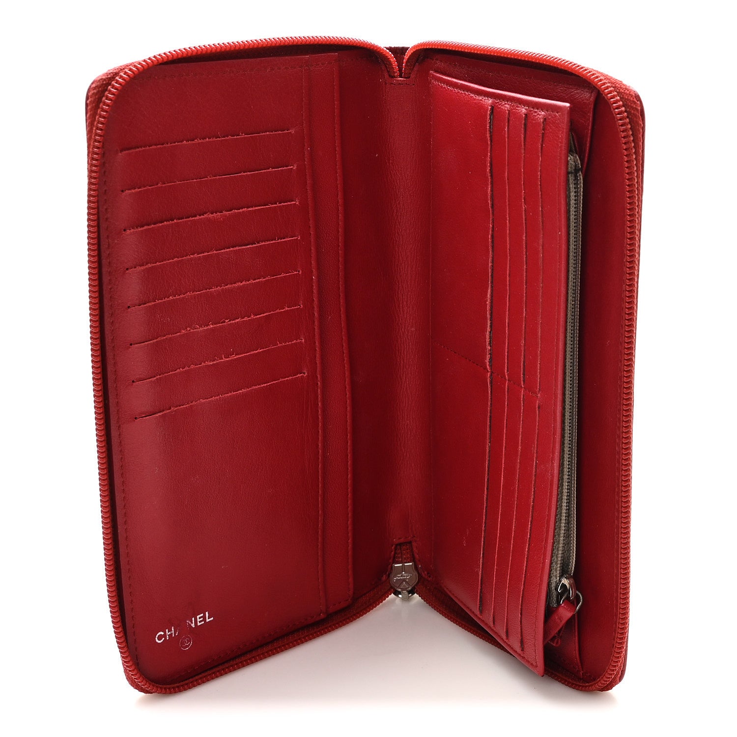 CHANELタイムレスCCウォレット Chanel Caviar Large CC Timeless Zip Around Organizer Wallet Red
