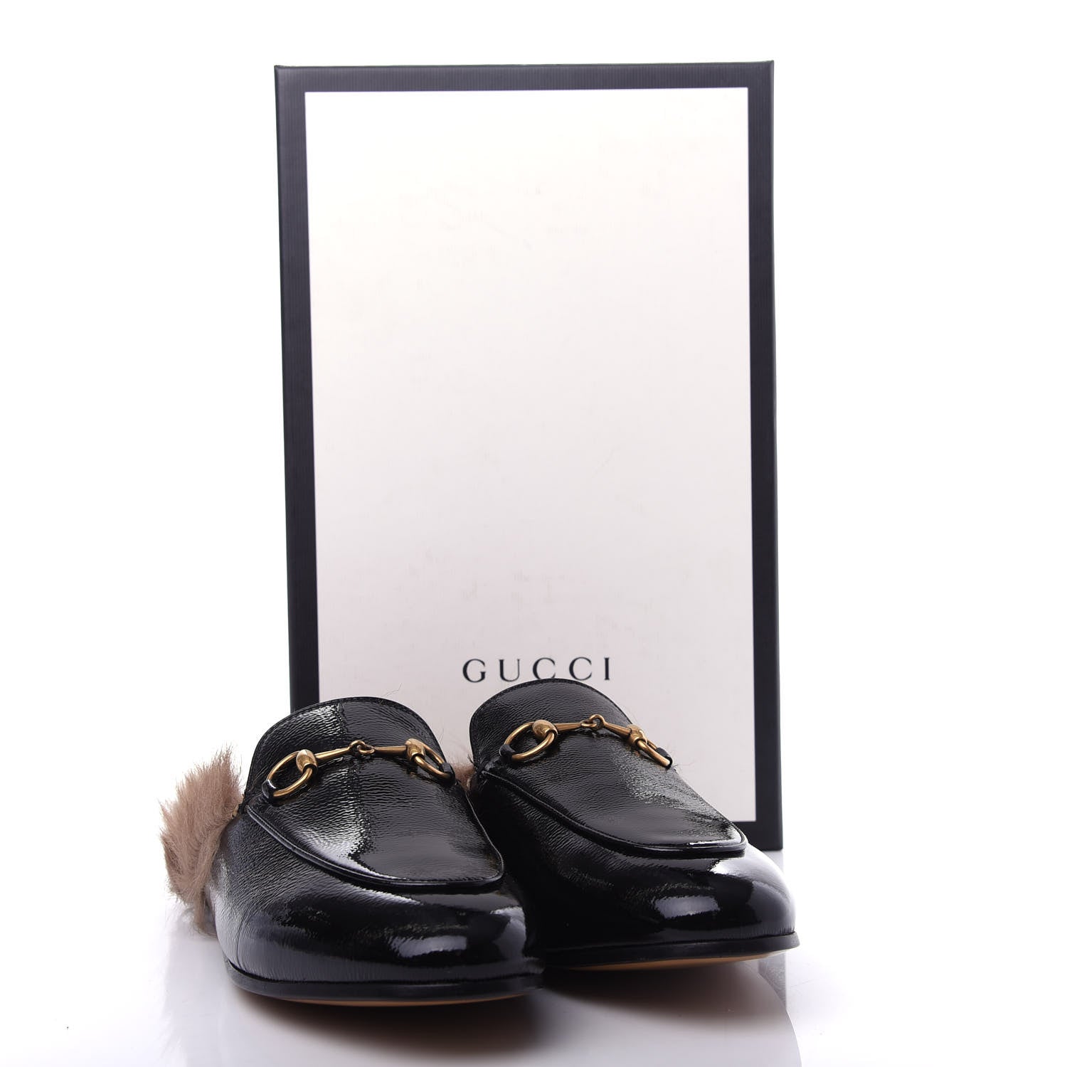 Gucci Patent Fur Womens Princetown Slippers 37.5 Black 10 of 10