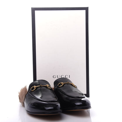 Gucci Patent Fur Womens Princetown Slippers 37.5 Black 10 of 10