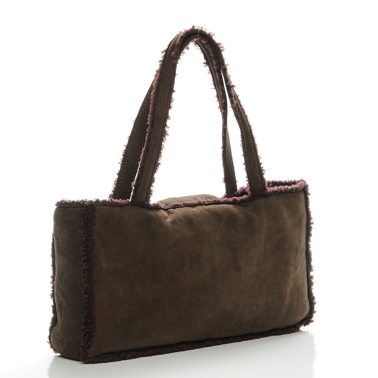 Chanel Suede Shearling Handbag Brown 3 of 7