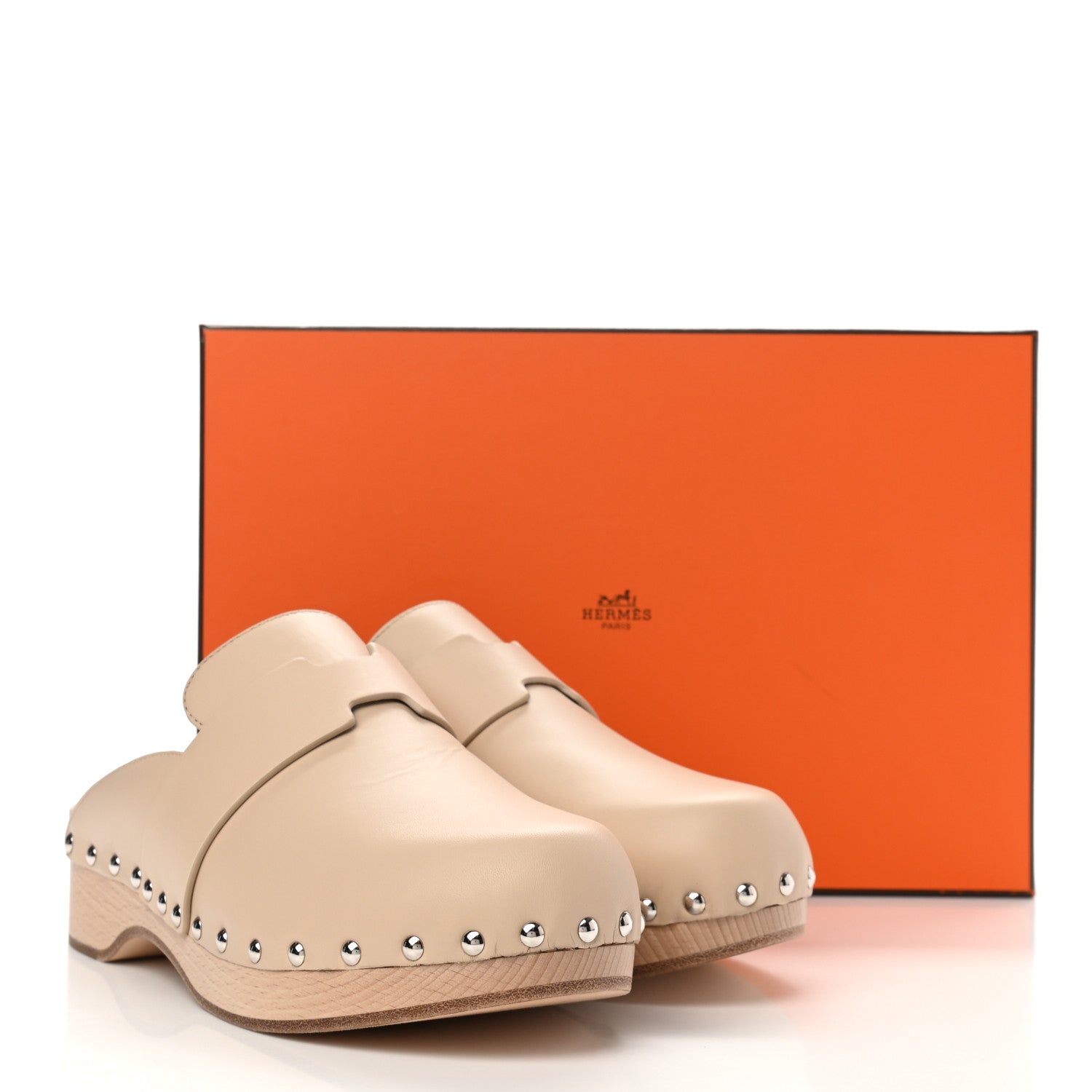 Hermes Calfskin Calya Mules 38 Hetre 9 of 9