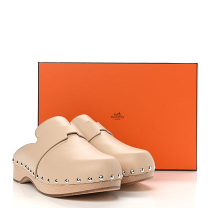 Hermes Calfskin Calya Mules 38 Hetre 9 of 9