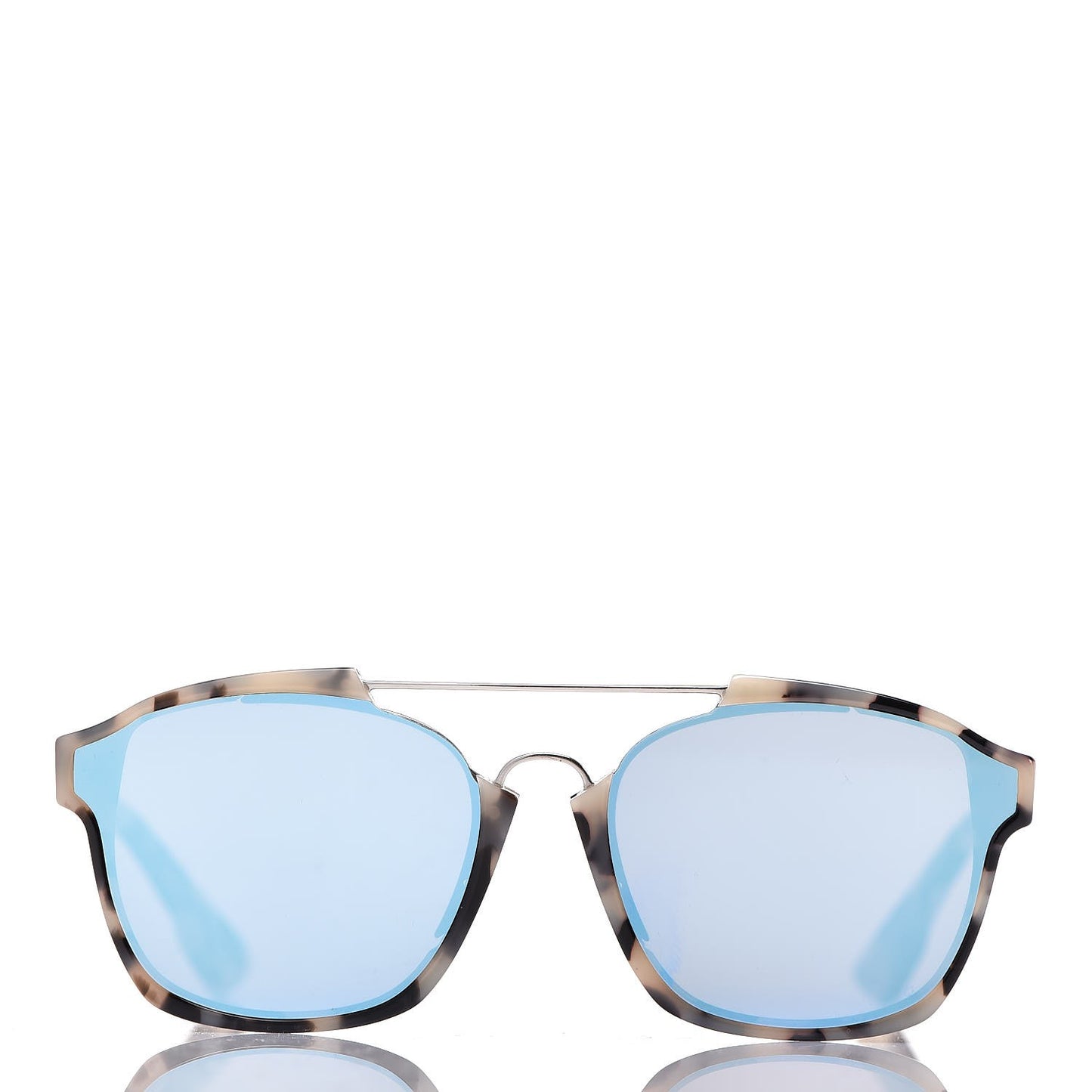 Abstract Square Mirrored Sunglasses Spotted Havana Blue