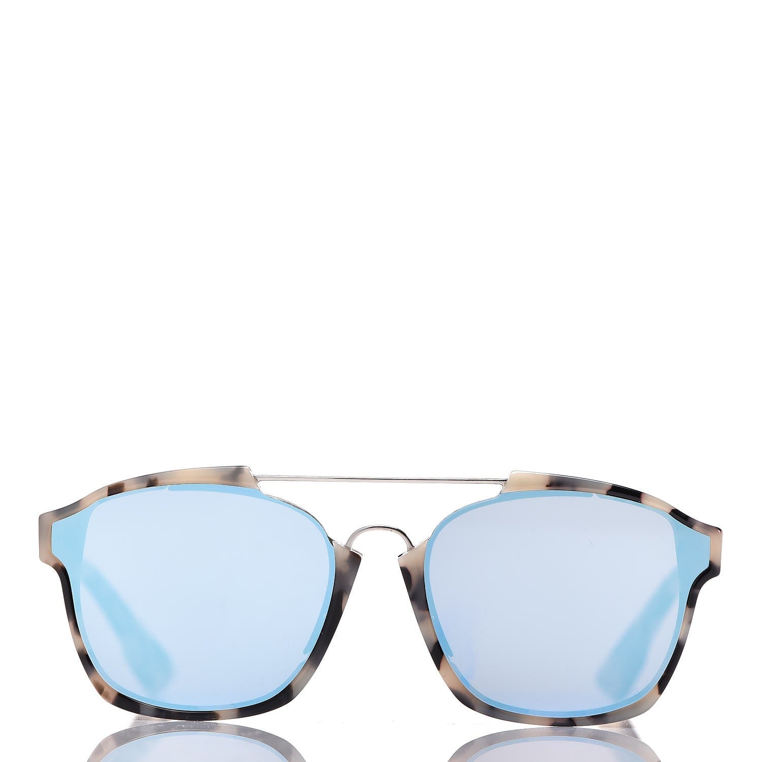 Christian Dior Abstract Square Mirrored Sunglasses Spotted Havana Blue 2 of 9
