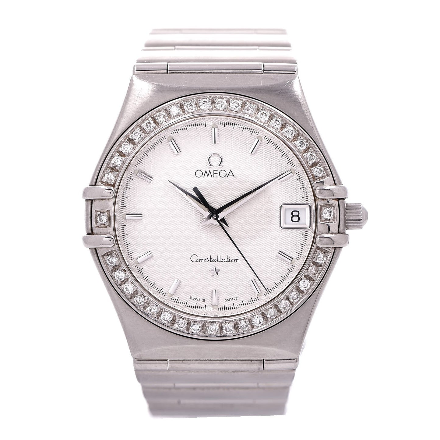 Stainless Steel Diamond Bezel 33mm Constellation Quartz Watch White 1512.30