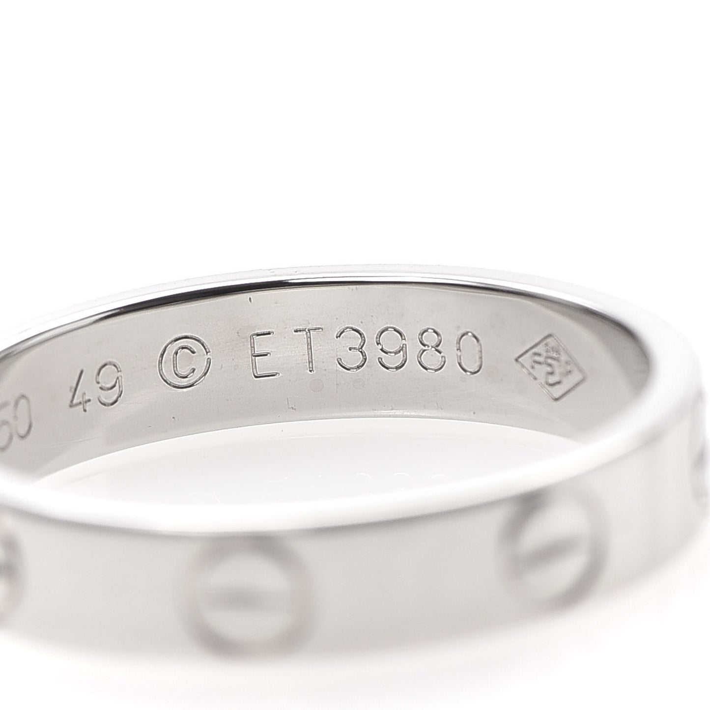 18K White Gold 3.5mm LOVE Wedding Band Ring 49 4.75