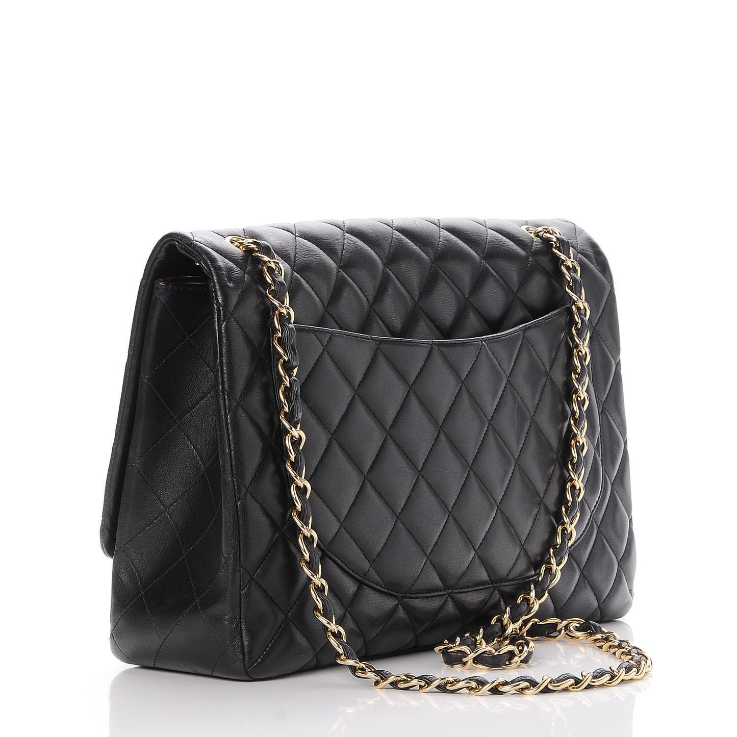 Lambskin Quilted Maxi Single Flap Black