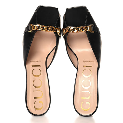 Gucci Malaga Kid Chain Sylvie Mules 38.5 Black 2 of 9