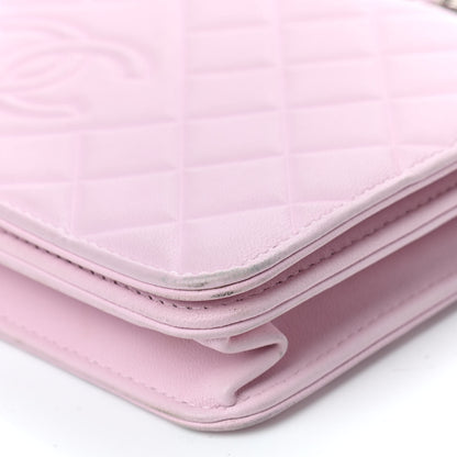 Chanel Goatskin Quilted Diamond CC Wallet On Chain WOC Pink 10 of 15