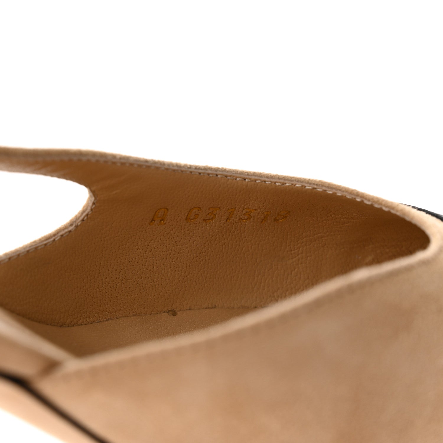 Chanel Suede Cap Toe CC Slingback Pumps 35 Beige Black 8 of 13