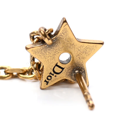 Christian Dior Metal Pearl Bee Star CD Drop Chain Earrings Aged Gold 4 of 4