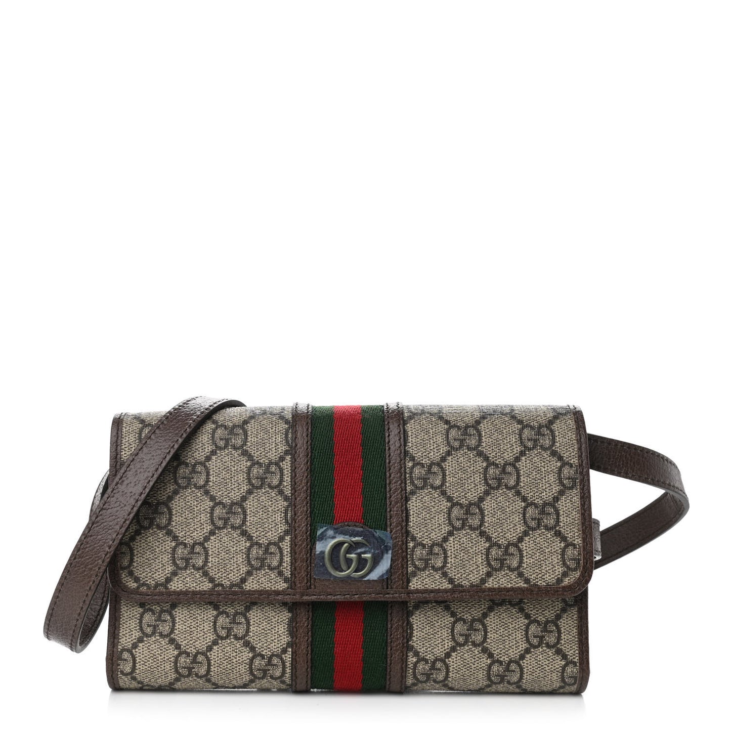 GG Supreme Monogram Web Ophidia Crossbody Wallet Beige New Acero
